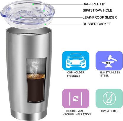 VEGOND 20oz Tumbler with Lid and Straw Stainless Steel Tumbler Cup Bulk Vacuum Insulated Double Wall Travel Coffee Mug Powder Coated Coffee Cup (Bluish Violet 6 Pack)