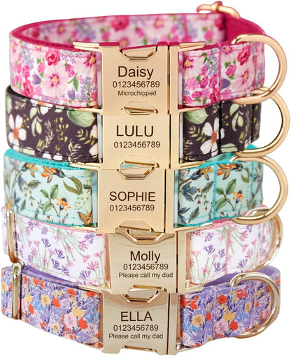 Custom Engraved Dog Collar with Name and Phone Number, Personalized for Small, Medium, and Large Dogs (Plaid)