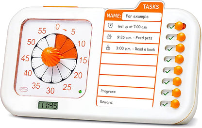 3-in-1 Visual Timer with Planning Board | 60 Minute Countdown Timer and Task Checklist