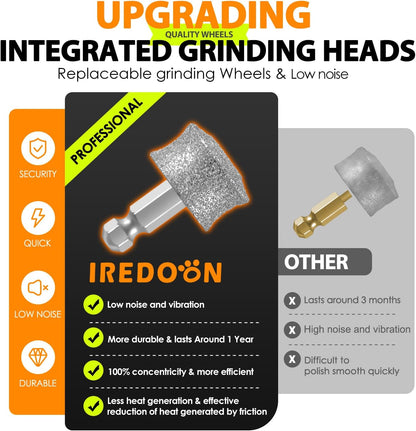 IREDOON Dog Nail Grinder Upgraded - Professional 3-Speed Super Quiet and Low Vibration Electric Pet Nail Grinder with 4 LED Lights - Painless Paws Grooming & Smoothing for Small to Large Dogs (Black)