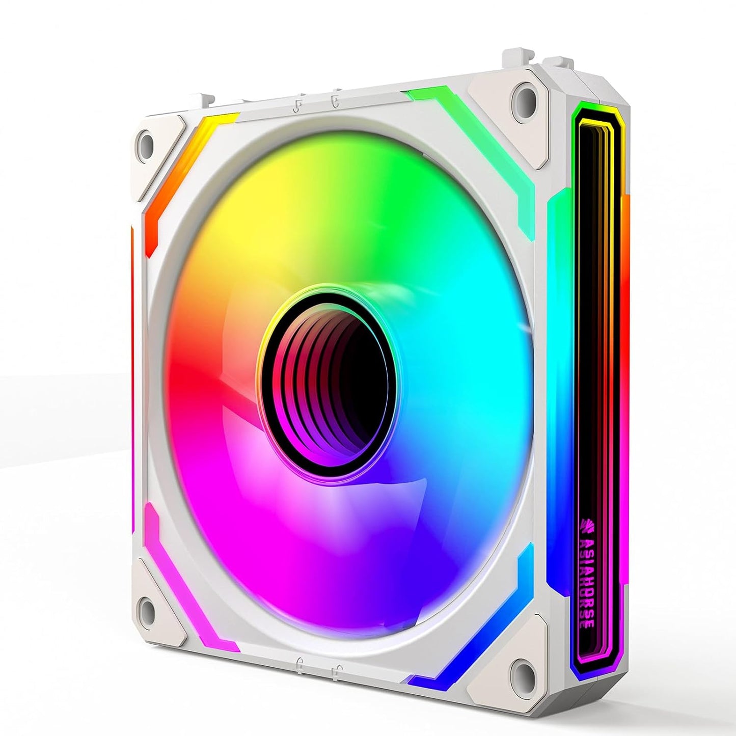 AsiaHorse COSMIQ-Black 120mm PC RGB Fans, 5V 3-PIN Connector Daisy Chain FDB PWM Computer Case Fans with RGB Controller for Cases CPU Liquid Coolers, 3Pack (Black) (White, 3_Pack_Forward_Blade)