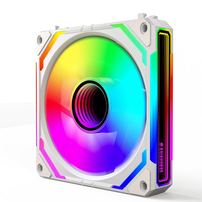 AsiaHorse COSMIQ-Black 120mm PC RGB Fans, 5V 3-PIN Connector Daisy Chain FDB PWM Computer Case Fans with RGB Controller for Cases CPU Liquid Coolers, 3Pack (Black) (White, 3_Pack_Forward_Blade)