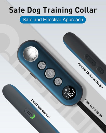 ABBIDOT Shock Collar (8-120 lbs) - Small Size Dog Training Collar with Remote Waterproof Rechargeable Dog Shock Collar with Remote E Collar for Small Medium Large Dogs (Light Blue)