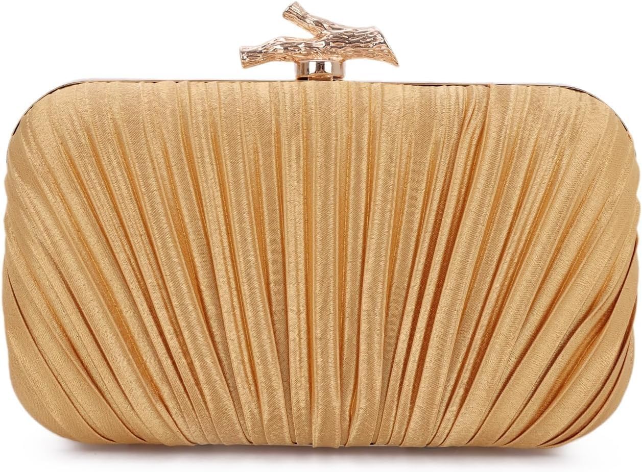 Clutch Purses for Women Evening Bag Pleated Clutch Bag with Chain Party Purses Handbag for Cocktail/Prom/Party/Wedding/Formal