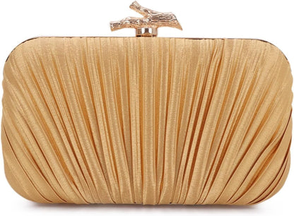 Clutch Purses for Women Evening Bag Pleated Clutch Bag with Chain Party Purses Handbag for Cocktail/Prom/Party/Wedding/Formal