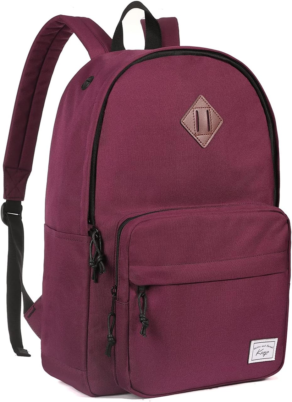 School Backpack, Kasqo 15.6 Inch Classic Lightweight Water-Resistant Backpack for Men Women Teens Girls Boys Kids to School, College, Travel, Work, Black