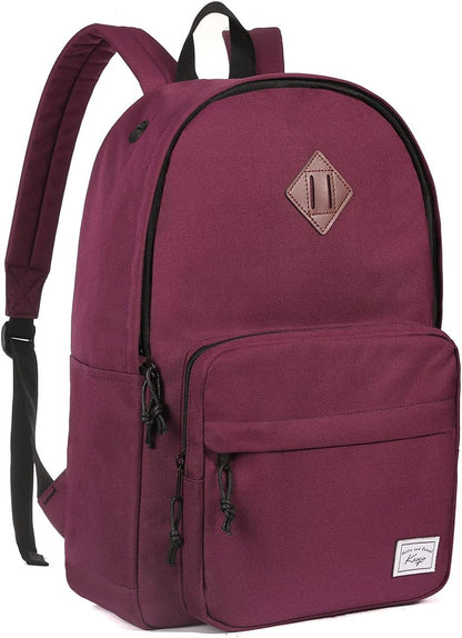 School Backpack, Kasqo 15.6 Inch Classic Lightweight Water-Resistant Backpack for Men Women Teens Girls Boys Kids to School, College, Travel, Work, Black