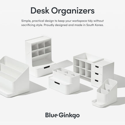 Blue Ginkgo Hive Desk Organizer – Vertical 6-Compartment, Full-drawer Storage – Space-Saving Pen Holder, Stationery Storage – Organizer for Office, School Supplies, Makeup (Made in Korea, Green)