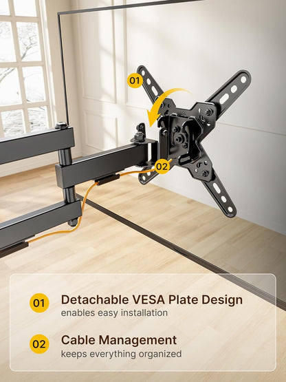 monTEK Full Motion TV Wall Mount Bracket for Most 13-43 Inch TVs, Wall Mount TV Bracket with Articulating Arm, Swivel Tilt Extension TV Mount, Max VESA 200x200mm, up to 44lbs - PuriLite