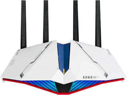 ASUS RT-AX82U AX5400 Dual-band WiFi 6 Gaming Router GUNDAM EDITION, Mesh WiFi, Lifetime Free Internet Security, Dedicated Gaming Port, Mobile Game Boost, MU-MIMO, Streaming & Gaming, AURA RGB lighting