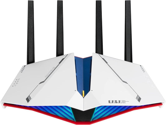 ASUS RT-AX82U AX5400 Dual-band WiFi 6 Gaming Router GUNDAM EDITION, Mesh WiFi, Lifetime Free Internet Security, Dedicated Gaming Port, Mobile Game Boost, MU-MIMO, Streaming & Gaming, AURA RGB lighting