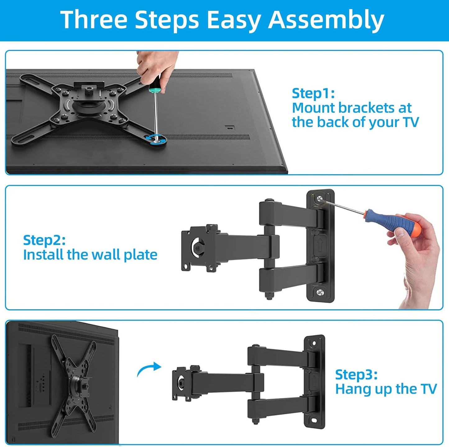 HOME VISION Full Motion TV Wall Mount for 17-42” TVs & Monitors, Unique 360° Ball Joint Rotatable TV Mount with Swivel Tilt Articulating Arms Extension, Max VESA 200x200mm, Up to 45lbs