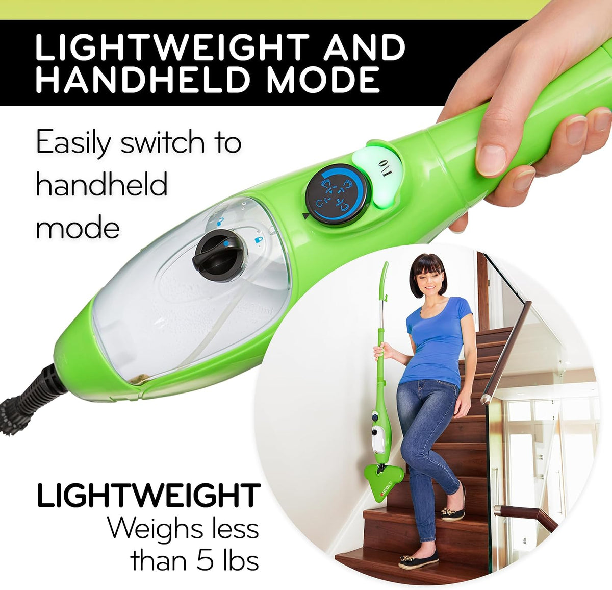 H2O MOP X5 Steam Mop and Handheld Steam Cleaner For Cleaning Hardwood and Kitchen Tile Floors, Grout Cleaner, Upholstery Cleaner and Carpets