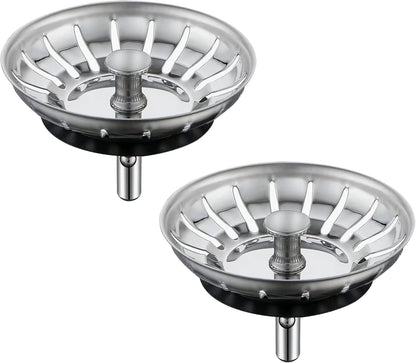 [2 Pack] IUYPKQ Kitchen Sink Strainer - Sink Drain Stopper - Kitchen Sink Plug with Anti-Clogging Basket - Bouchon Evier Cuisine