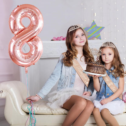 65th Birthday Decorations for Women, Including 65th Birthday Sash and Crown, Cake Topper and Candles, Number Balloons Rose Gold, 65 Year Old Gifts for Women