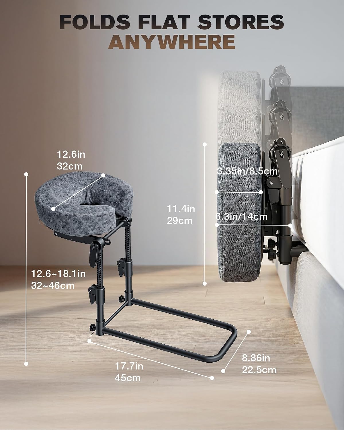 Massage Headrest for Bed, Massage Face Cradle for Bed, Adjustable 18" Height Bed Massage Head Holder, for Home Salon Spa Massage Table, Comfortable Face Down Pillow After Eye Surgery