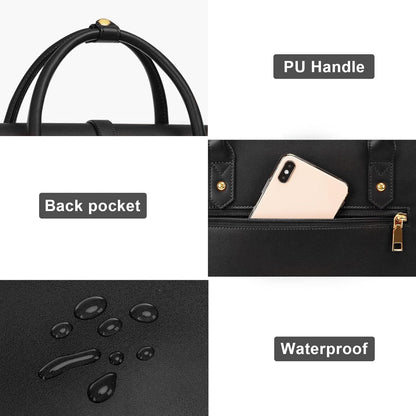 MOSISO Laptop Bag for Women, PU Leather Laptop Shoulder Bag Convertible Backpack, Work Travel Computer Bag with Bowknot - PuriLite