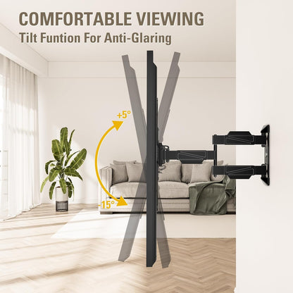 Mounting Dream TV Wall Mount for Most 26-55" TVs, TV Mount Full Motion with Swivel Articulating Arm, Perfect Center Design Wall Mount TV Bracket, up to VESA 400x400mm and 77 lbs Loading MD2418-MX
