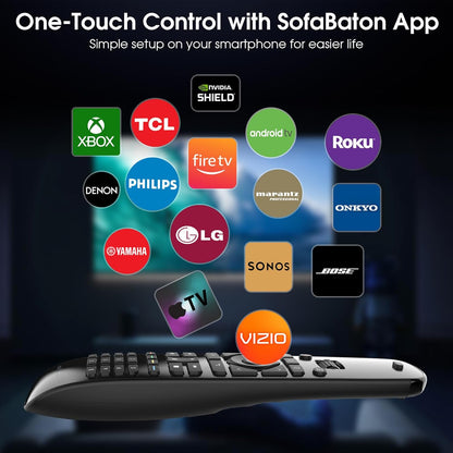 SofaBaton U2 Universal Remote Compatible with TV/DVD/STB/Projector/Blu-ray/Streaming Players, Longer Infrared Signal & Raise to Wake, All-in-One Remote Control with Customizable APP (No Backlit)