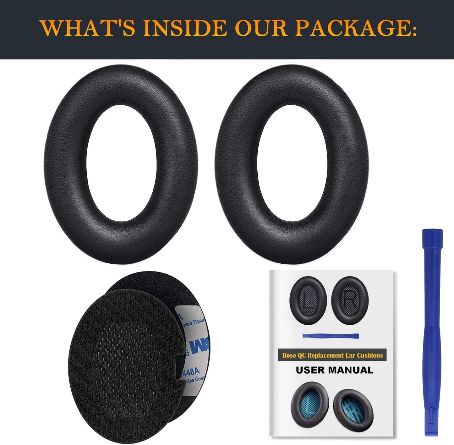 SoloWIT Earpads Cushions for Bose Headphones, Replacement Ear Pads for Bose QuietComfort 15 QC15 QC25 QC2 QC35/Ae2 Ae2i Ae2w/SoundTrue & SoundLink Around-Ear Series - QC25 PL Black&Blue