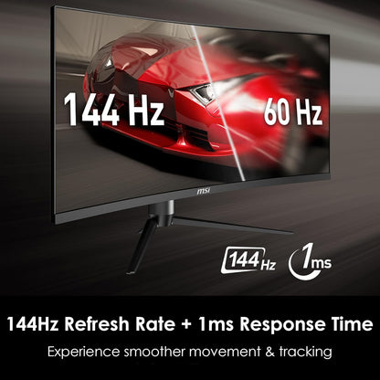 MSI Optix MAG342CQR 1500R Curvature 21:9 Aspect Ratio Narrow Bezel 1ms 3440x1440(UWQHD) 144Hz Refresh Rate Tilt/Swivel/Height/Pivot Adjustment 34" AMD Freesync Gaming Curved Monitor, Black, Pack of 1