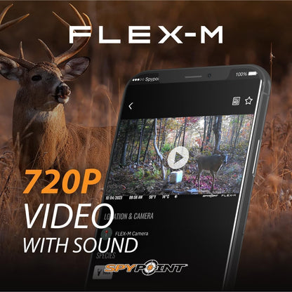 SPYPOINT Flex-M Cellular Trail Camera - Best Value in Hunting Accessories, No WiFi Needed & GPS-Enabled, Hunting Night Vision, IP65 Water-Resistant, 28MP Photos, 720p Videos + Sound (Pack of 1)