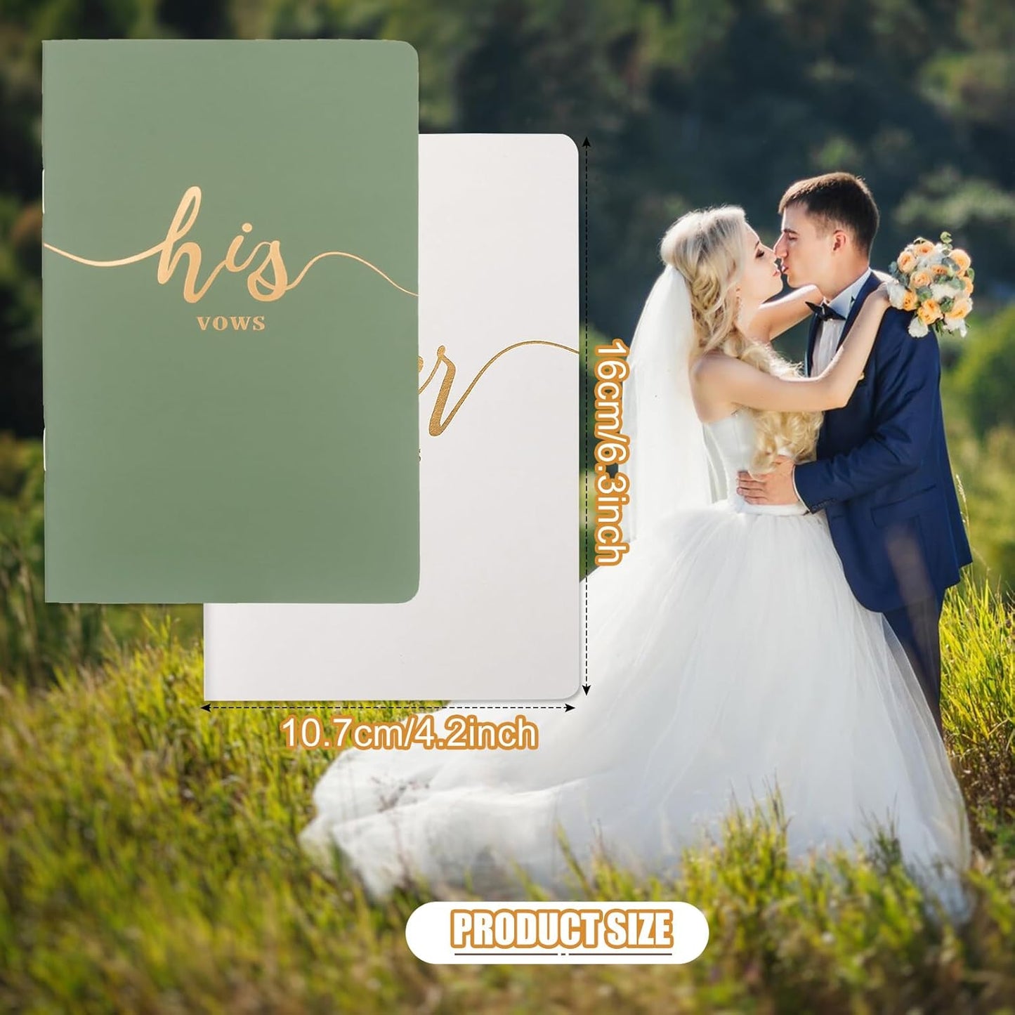 Vekola Vow Books for Wedding His and Hers Elegant Gold Foil Set of 2 Wedding Notebook with 28 Pages (Navy Blue+White)