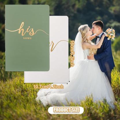 Vekola Vow Books for Wedding His and Hers Elegant Gold Foil Set of 2 Wedding Notebook with 28 Pages (Navy Blue+White)