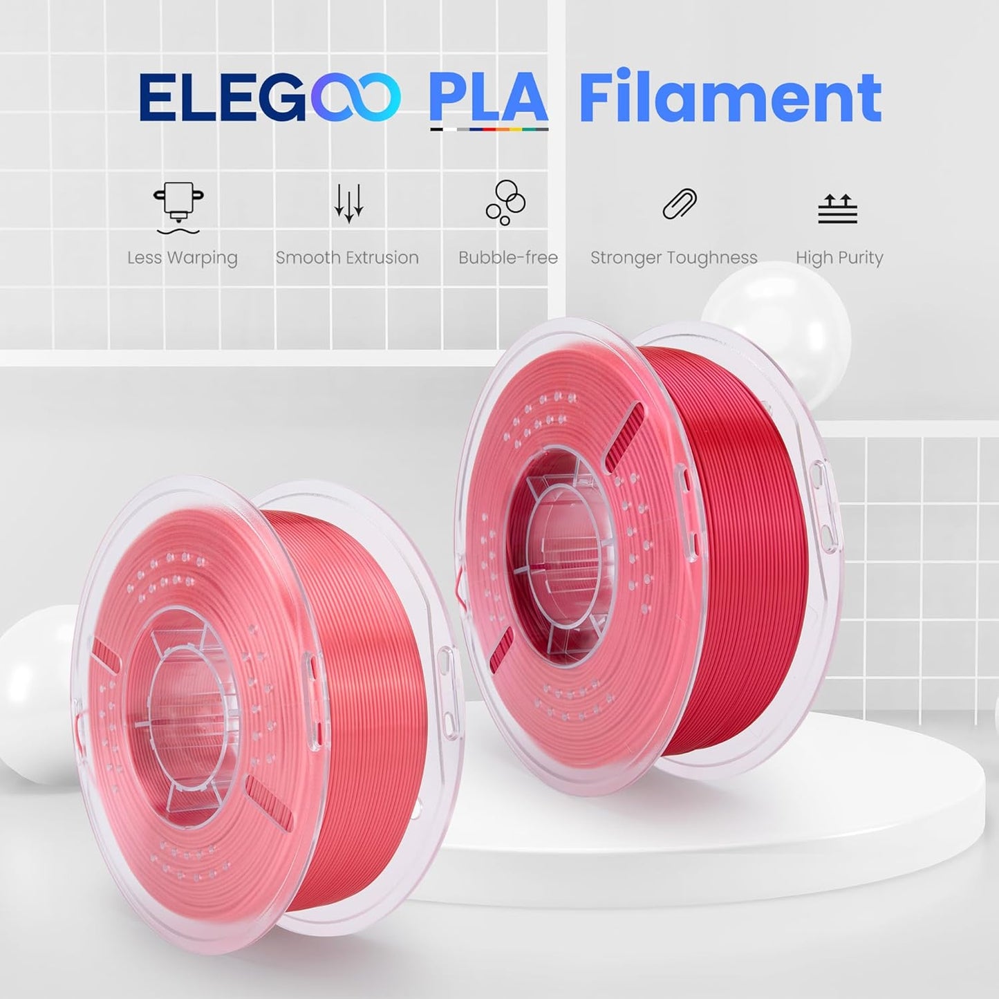 ELEGOO PLA+ Filament 1.75mm Black 4KG, PLA Plus 3D Printer Filament, Dimensional Accuracy +/- 0.02 mm, Tough & High Strength, Fit for Most FDM Printers(1KG/Spool, 2.2 lbs)