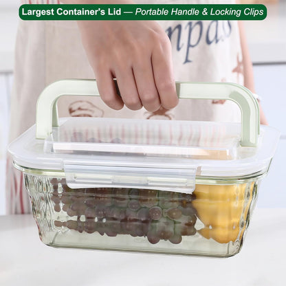 Taiuloo Set of 3 Food Storage Containers with Lids & Handle, BPA Free Plastic Meal Prep & Salad Bowl Containers To Go for Lunch, Salad Serving Bowls for Snack, Fruit, Veggie, Green