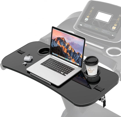 Universal Treadmill Desk Attachment Laptop Holder Ergonomic Platform Tray with Cup Tablet Holder Cooling Holes Provide Good Ventilation, Laptop Stand for Treadmill (Black)