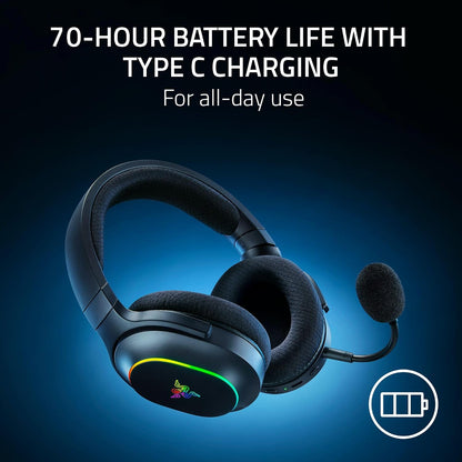 Razer Barracuda X Chroma Wireless Gaming Headset, 2.4 Ghz, Black Bluetooth, Lightweight, Chroma RGB, 40mm Drivers, Cardioid Mic, 70 Hr Battery, for PC, Mac, PS5, Switch 2, Smartphone