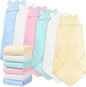 Preboun 6 Pcs Muslin Baby Bath Towel with Hood 6 Layers Cute Hooded Baby Towels Cotton Absorbent Baby Hooded Towel for Newborn Kids Girl Infant Boys Toddler Shower Gift Supplies (Multicolor)