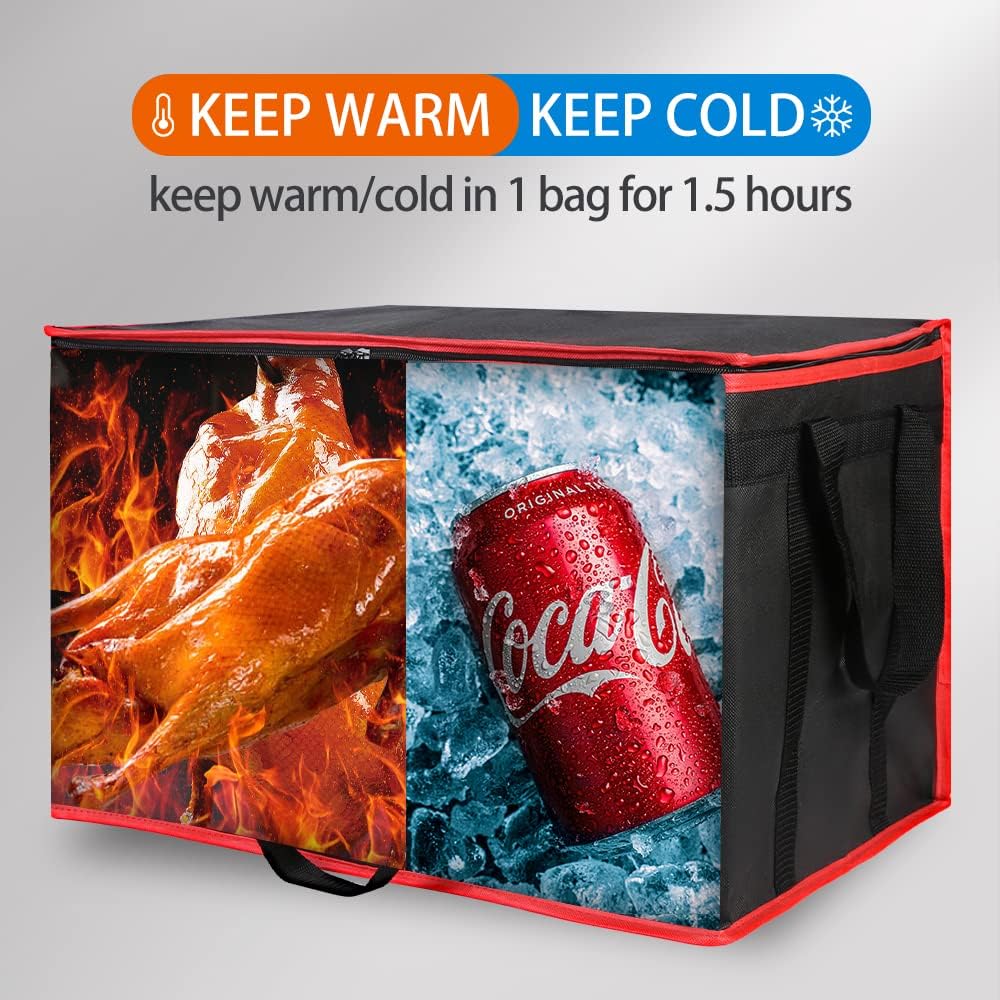 Purilite Select™ Insulated Food Delivery Bag – Extra Large Thermal Carrier for Hot &amp; Cold Food Transport