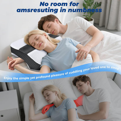 SAHEYER Side Sleeper Pillow with Arm Hole, Memory Foam Shoulder Relief System for Neck Pain, Multi-Angle Armholes Pillow for Many Sleeping Positions, Ergonomic Side Sleeper Support Pillow(White)