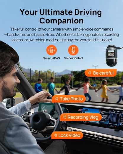 70mai Dual Dash Cam Front and Rear 4K, Car Camera for Cars with Sony IMX678 Sensor, STARVIS 2 Night Vision, AI Motion Detection, ADAS, Wi-Fi 6, Parking Monitor, Voice Control (4K Omni X800)