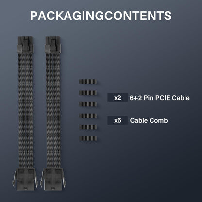 ELFJMZP 2PCS ATX 8PIN Famale to ATX 8PIN(6+2) Male Black Extension Cable Adaptor for PC Build High-End GPU Cable Layout - 30cm/11.8 in. (Black)