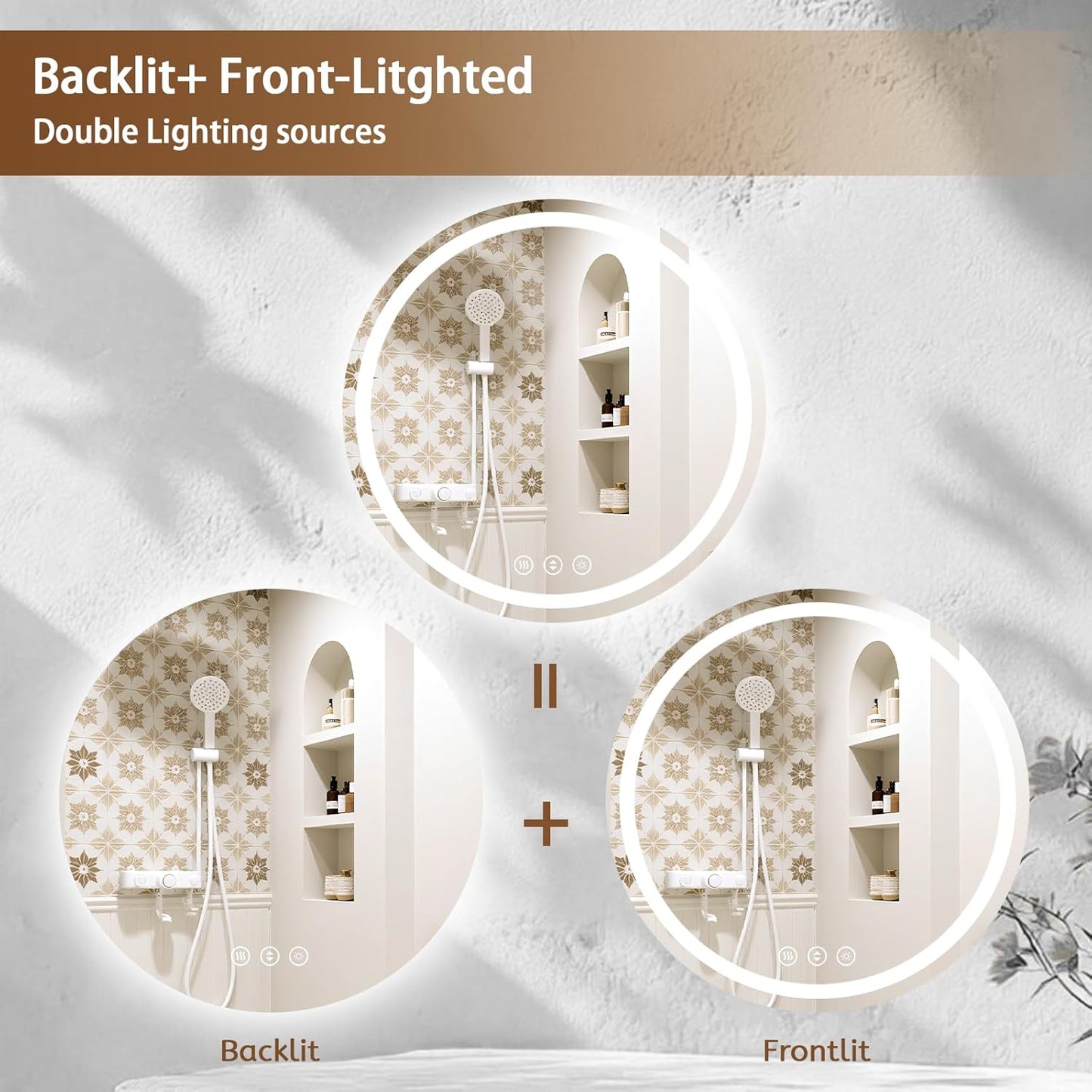 Lmsedf 24" x 32"Rectangle LED Bathroom Mirror with Lights, Backlit & Front Lighted, Wall-Mounted Vanity Mirror 3000K/4000K/6000K, Memory Functions, Anti-Fog, Dimmable Smart Mirror