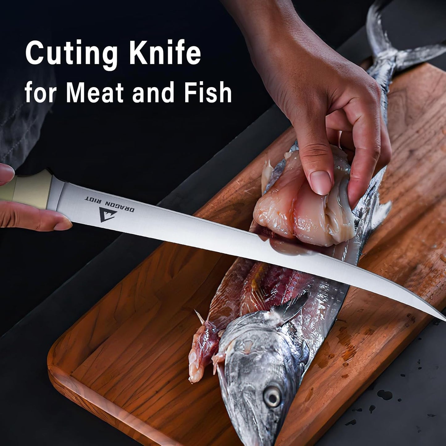 DRAGON RIOT Fillet Knife 7.5 inch Professional Boning Knife for Filleting Japanese Stainless Steel Fish Knife with Ergonomic Handle Super Sharp Fish Filleting Knife for Meat Poultry Cutting