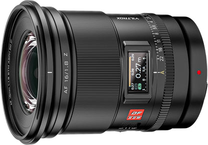 VILTROX AF 16mm f/1.8 Full Frame Lens for Nikon Z, Autofocus Lens with Built-in LCD Screen Compatible with Nikon Z Mount Cameras Zfc Z50 Z5 Z6 Z7 Z8 Z9 Z7 Mark II