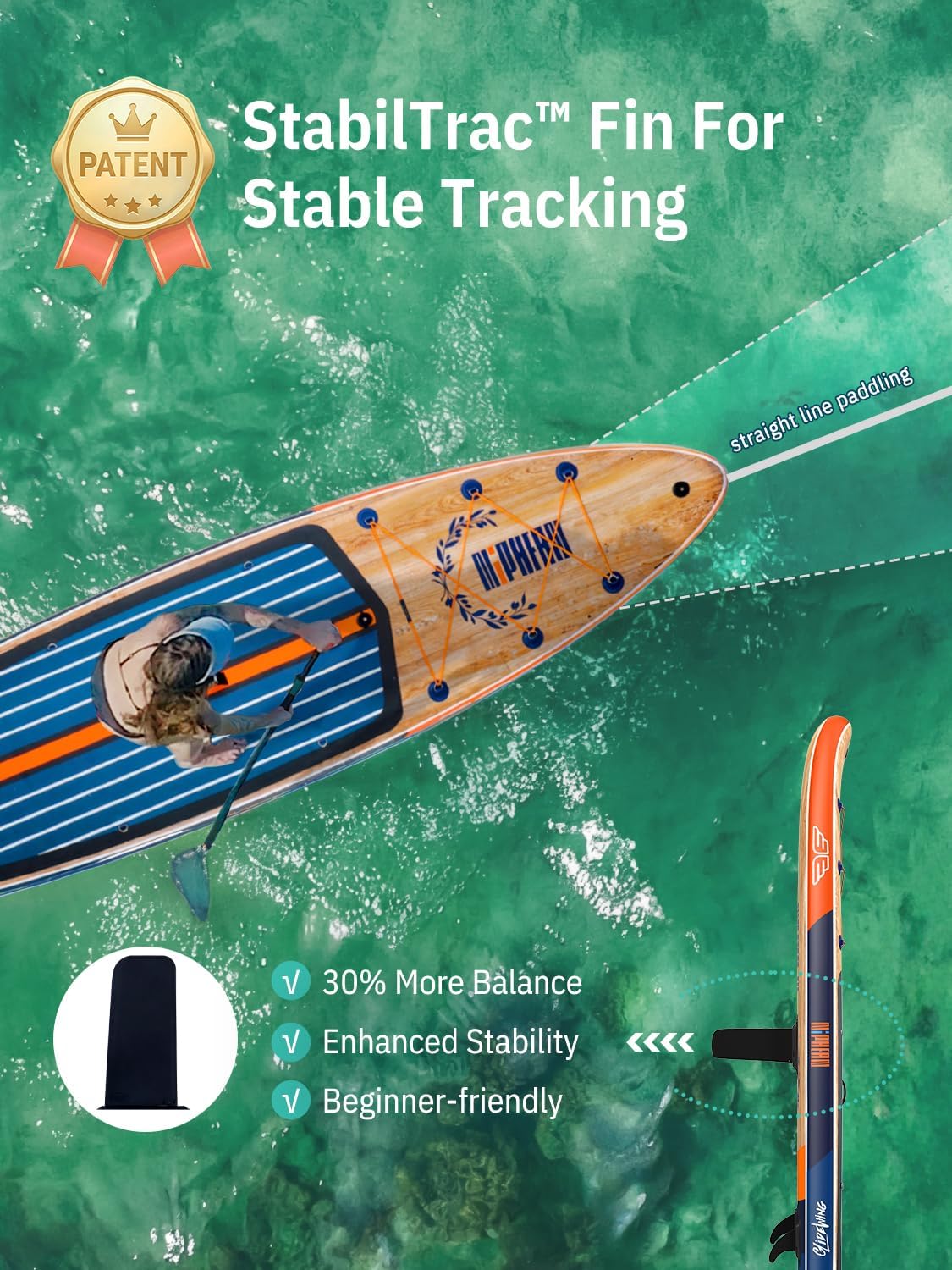 Niphean (Extra Large) Inflatable Paddle Board, 11ft SUP 2+1 People Family | 500lbs Capacity Stand Up Paddle Boards for Adults with SUP Accessories, StabilTrac Fin Non-Slip Paddleboard