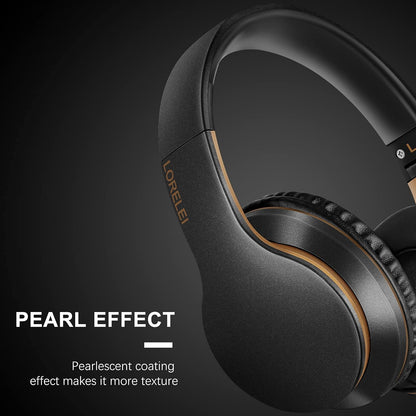 LORELEI X6 Over-Ear Wired Stereo Bass Headphones with Microphone, Lightweight, Foldable & Portable with 1.45M No-Tangle for Smartphone, Tablet, MP3/4, Space Black