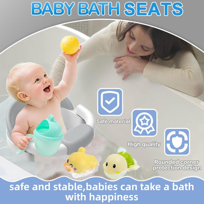Baby Bath Seat for Babies 6 Months & up, Non-Slip Toddler Bath Seats for Babies Sitting Up,Safe Infant & Newborn Baby Bath Chair Support for Bathtub/Living Room/Shower Room, Grey