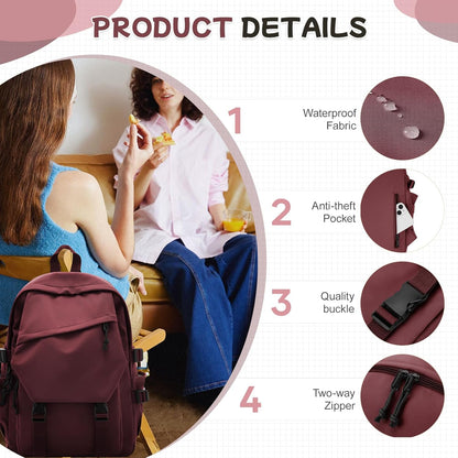 School Backpack for Women Men College High School Bags for Boys Girls Casual Daypack Laptop Backpack Waterproof Black Bookbag Travel Rucksack