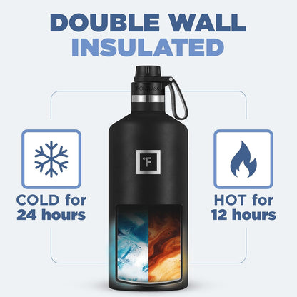 Camping & Hiking Hydration Canteens - 24oz 3 Lids (Narrow Straw/Spout Lid) Leak Proof Vacuum Insulated Stainless Steel - Hot & Cold Double Walled Sports Water Bottle