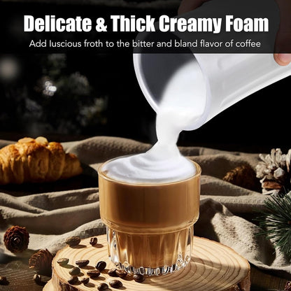 Milk Frother, Ovetedot 4-in-1 Milk Steamer and Frother Upgraded, Automatic Hot and Cold Foam Maker and Milk Frother Electric, Coffee Frother for Latte, Cappuccino, Macchiato(White)