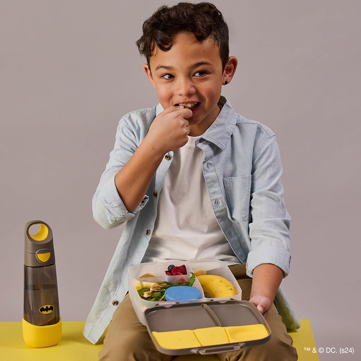 b.box 5-Compartment bento Style Lunch Box for Kids, Toddlers, Childrens, BPA-Free Food Storage Container with Cooler Pack, ON-The-GO Food Box with Handles Included Custom Divider, Lemon Twist