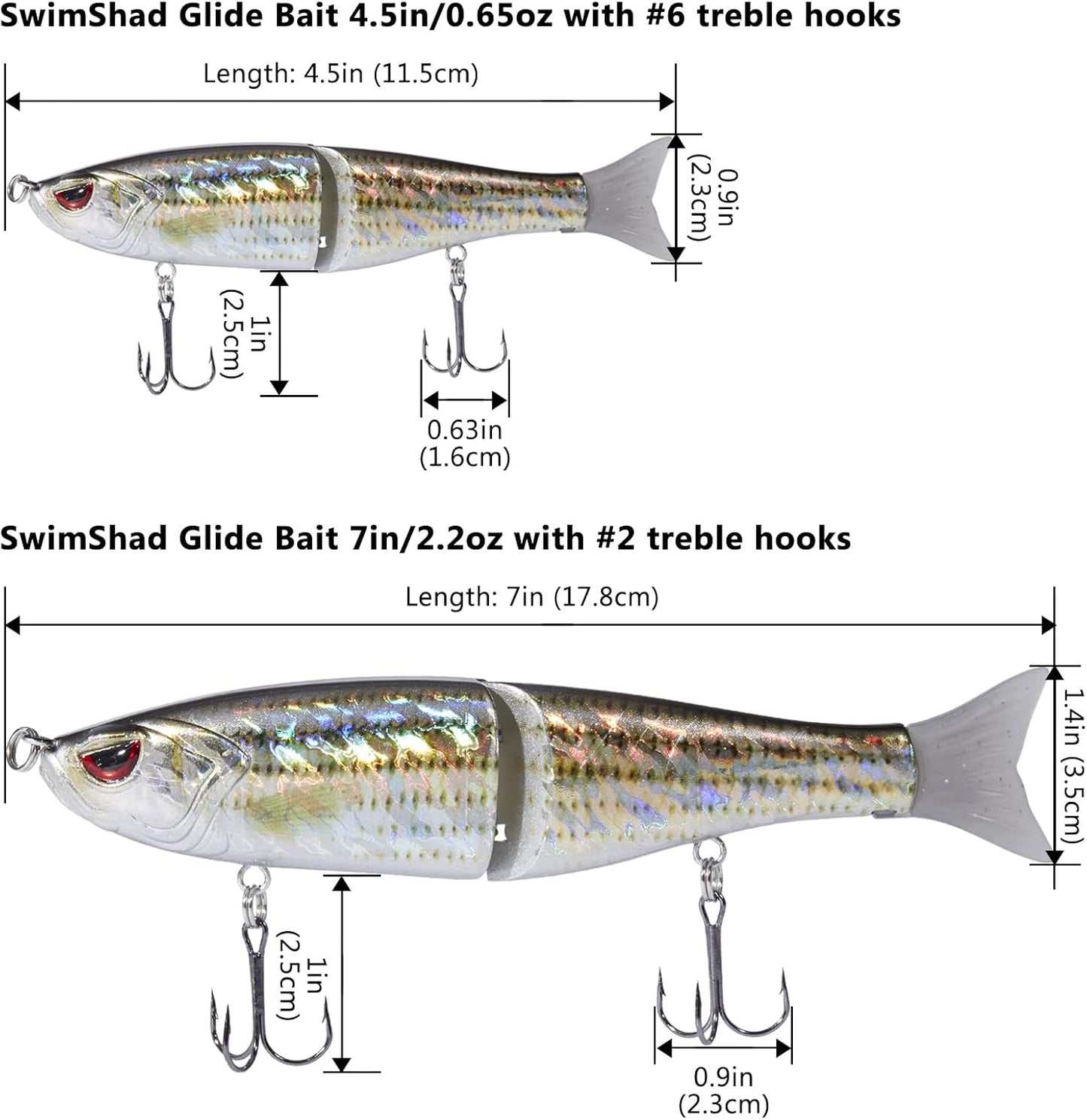 Bassdash SwimShad Glide Baits Jointed Swimbait Bass Pike Salmon Trout Muskie Fishing Lure