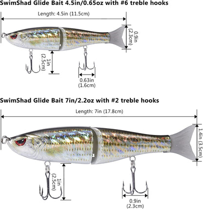 Bassdash SwimShad Glide Baits Jointed Swimbait Bass Pike Salmon Trout Muskie Fishing Lure