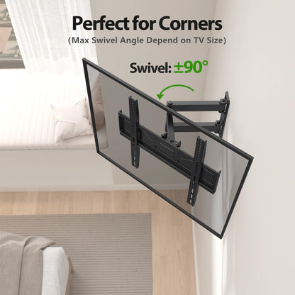 USX MOUNT Full Motion TV Wall Mount for Most 26-60 inch TVs up to 80 Lbs, Wall Mount TV Bracket with Articulating Swivel Tilting, Single Stud TV Mount, Max VESA 400x400mm, XMM904